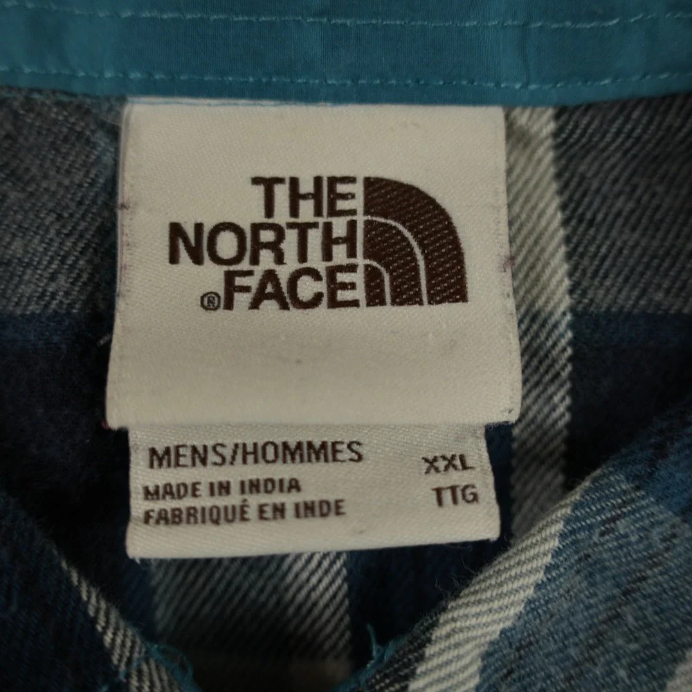 The North Face Flannel Shirt Mens XXL‎ Blue Plaid Long Sleeve Button Down